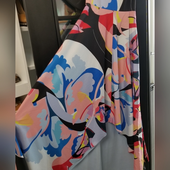 Nicole Miller New York Abstract Print Cutout-Back High-Low Dress - Picture 15 of 16